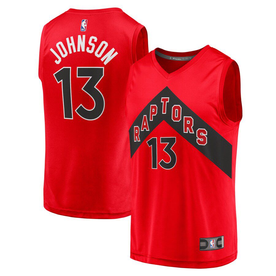 Men Toronto Raptors #13 David Johnson Fanatics Branded Red Fast Break Replica NBA Jersey